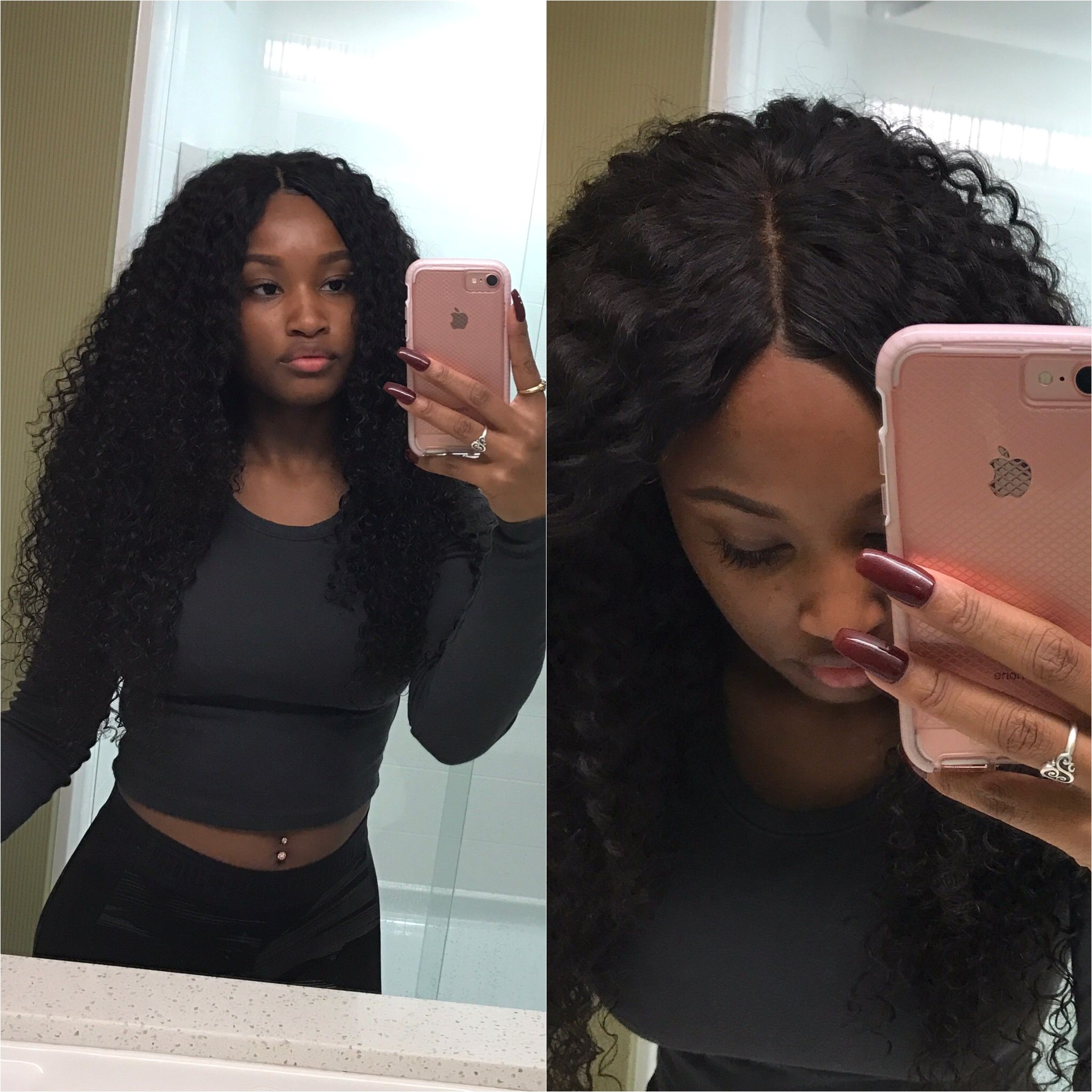 Black Girl Sew In Hairstyles Middle Part Sew In with Lace Closure Ig Hairbychasitee