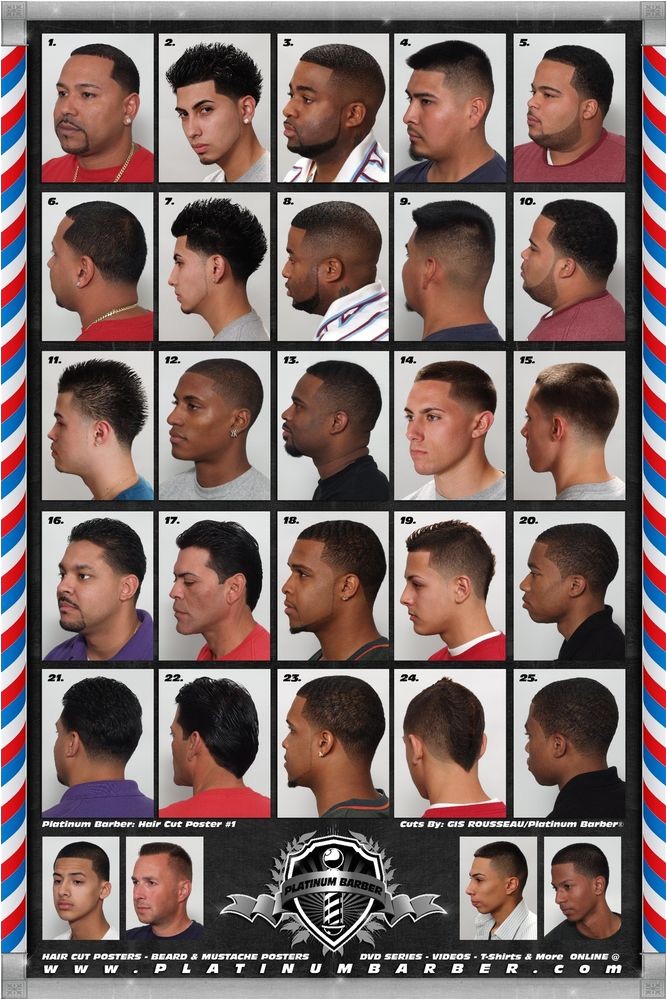 Black Men Haircut Styles Chart the Barber Hairstyle Guide Poster for Black Men