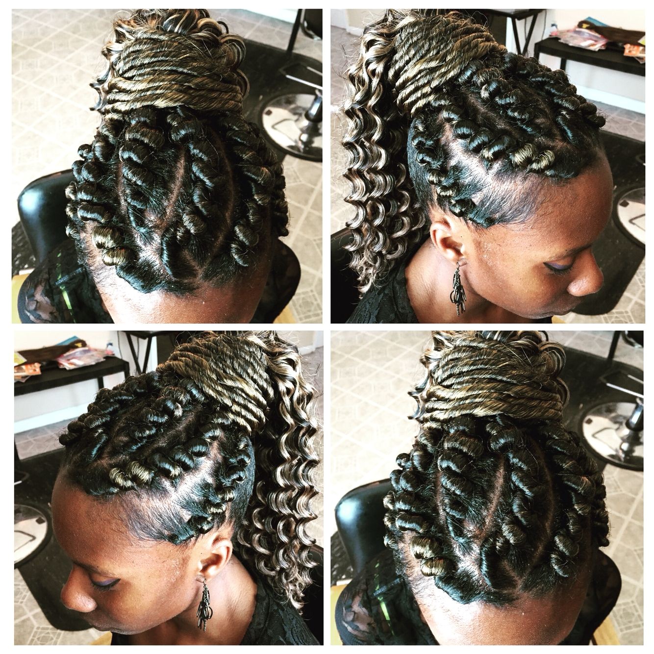 Corkscrew Braids Hairstyles Corkscrew Flattwist Flat Twists Twist Ponytail Updo Hair