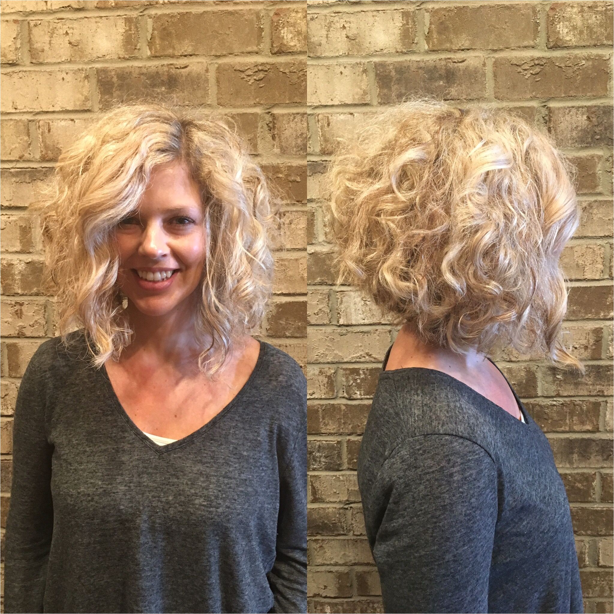 Curly Swing Bob Hairstyles Blonde Curly Inverted Bob by Stylist Misty Callaway Cheveux Salon
