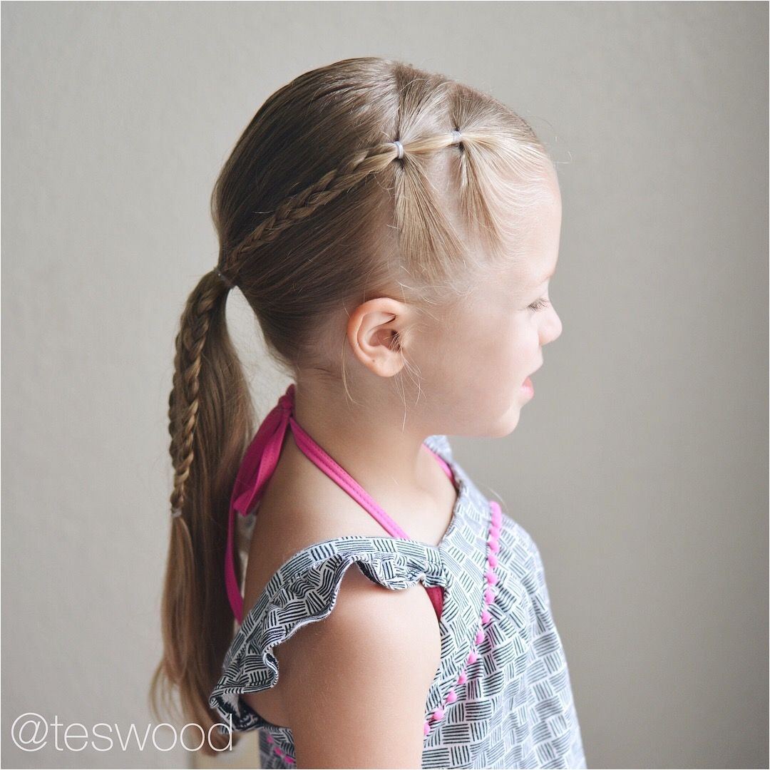 Little Girl Cheer Hairstyles Elastics and Braids Into A Ponytail Teswood Q S Hairdos