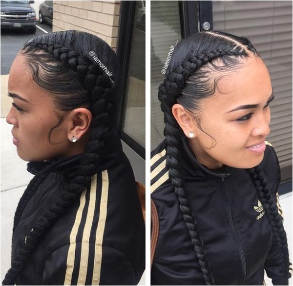 Two Braid Hairstyles with Weave Two Braids Hairstyles