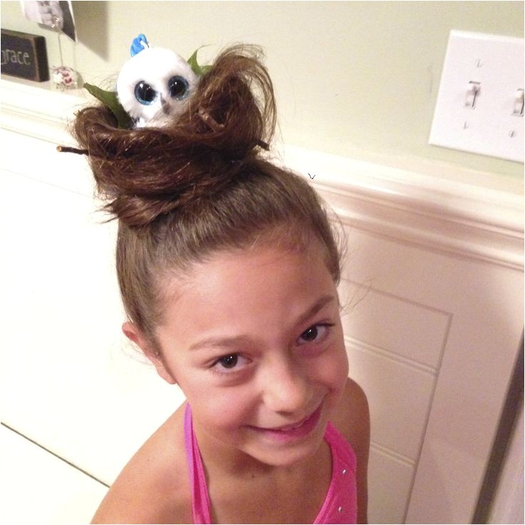 Easy Crazy Hairstyles for Crazy Hair Day Crazy Hair Day Bird Nest with Beanie Boo Owl In It so