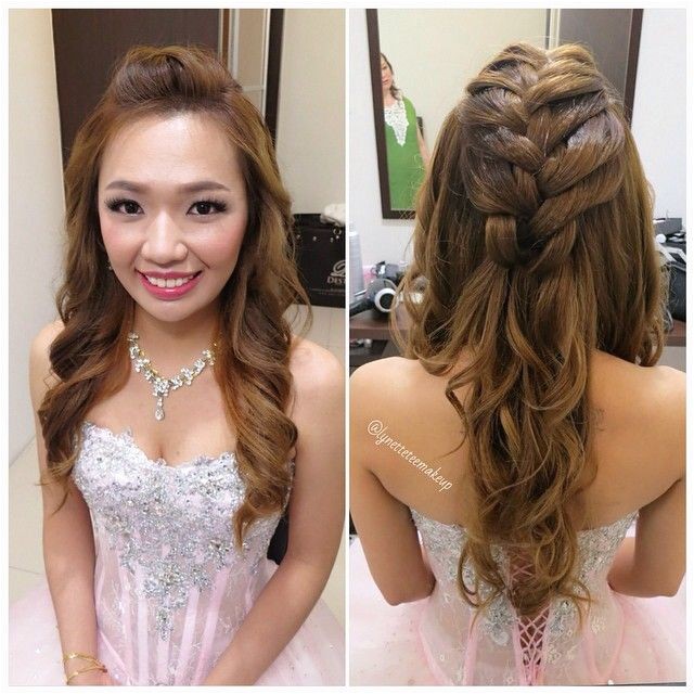 Wedding Dinner Hairstyle Wedding Dinner Makeup & Hairdo Princess Braided Wavy