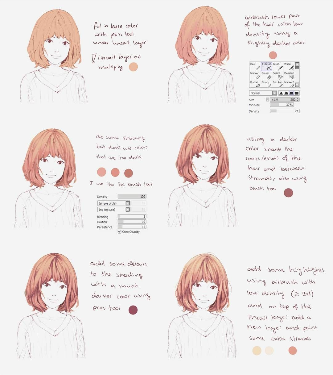 Anime Hairstyle Maker This is for Paint tool Sai A Small Hair Coloring Tutorial I Hope