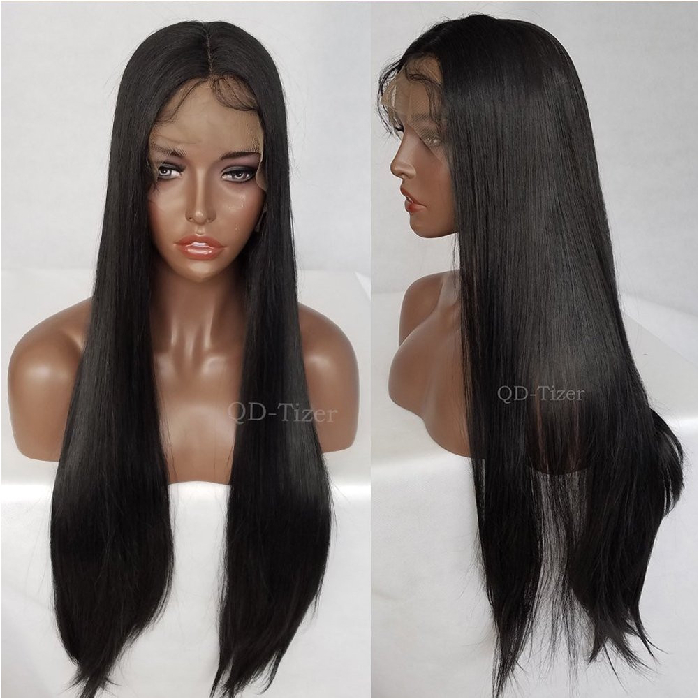 Black Hairstyles Lace Wigs Qd Tizer Long Straight Black Hair Synthetic Lace Front Wigs Silky