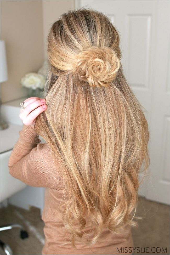 Braid Hairstyles Half Up Half Down Tutorial Image Result for Rose Bun Half Up Half Down