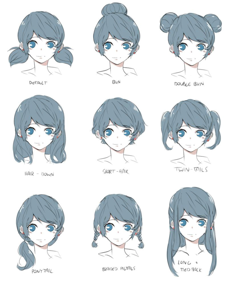 Cartoon Hairstyles Clipart Marinette Hairstyles by Piikoarts On Deviantart