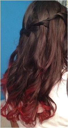 Dip Dye Hairstyles Pinterest Red Dip Dye and Waterfall Braid Hair In 2018 Pinterest