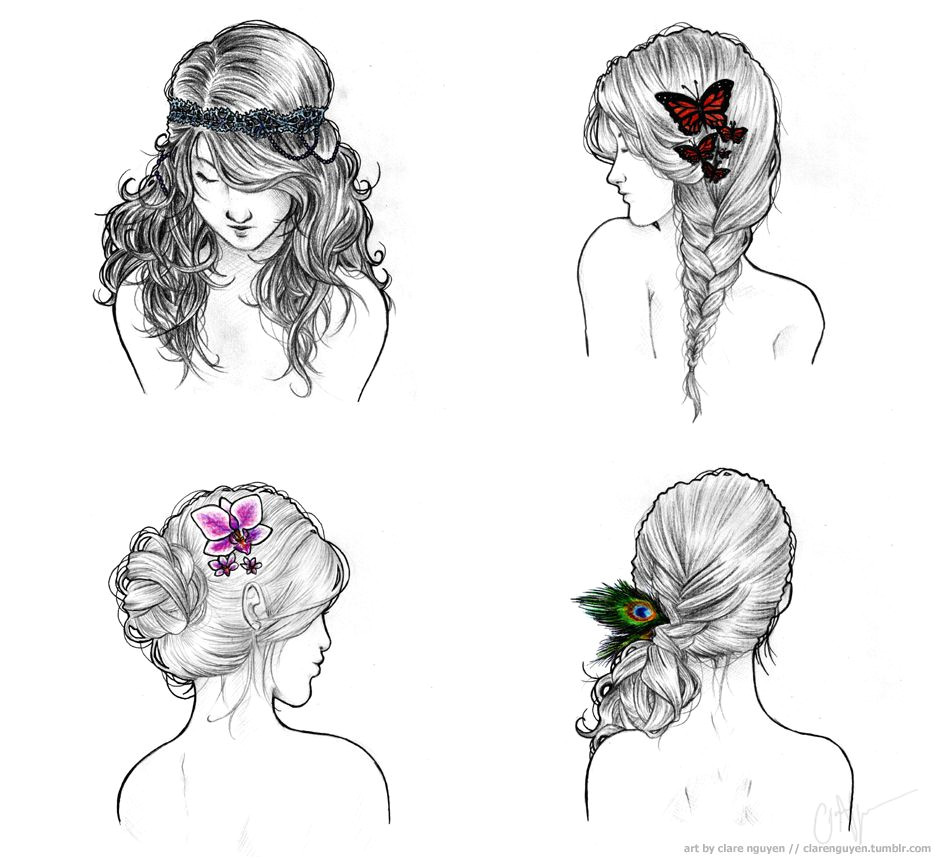 Fairy Hairstyles Drawing Hair ornaments Series Pleted with Ball Point Pen Pencil and