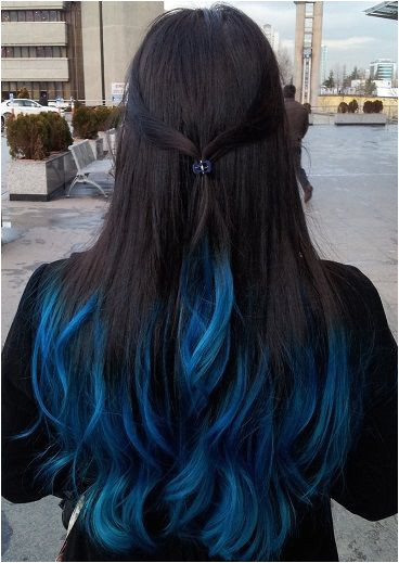 Hairstyles to Hide Dyed Tips 27 Blue Black Hair Tips and Styles Kendalls Hair