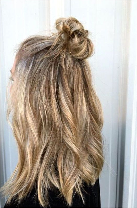 Half Up Knot Hairstyles Half Up Half Down Messy Bun Hair