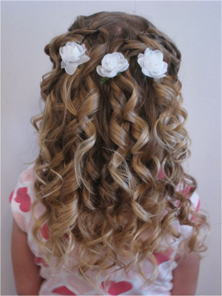 Little Girl Hairstyles for Flower Girl Wedding Ideas Flower Girl with Blue Flowers In Her Half Up