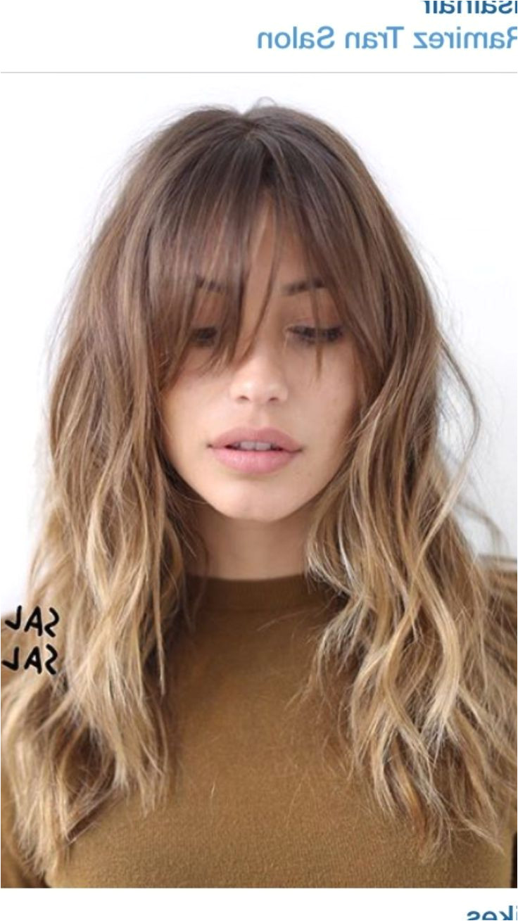 Medium Hairstyles Bangs Oval Face Long Bangs with Waves In Gentle Ombre Hair Cut Pinterest