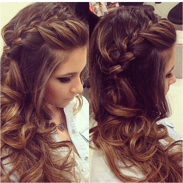 Prom Hairstyles Side Curls with Braid Braided Hairstyles with Curls Prom Long Hairstyle Ideas