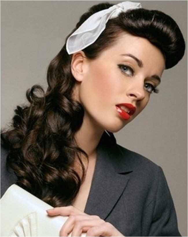 Vintage Hairstyles Curls Vintage Hairstyles with Bows for Long Curly Hair