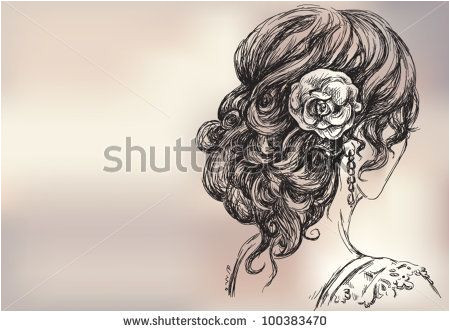 Wedding Hairstyles Drawing Stock Vector Vector Drawing Of A Beautiful Girl Bridal Hairstyle