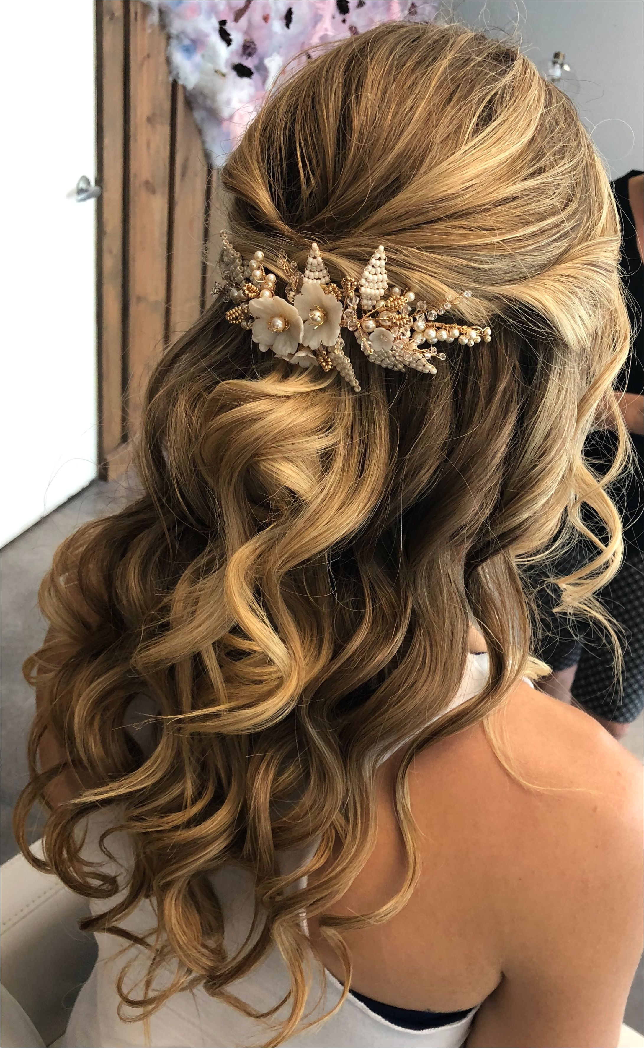 Wedding Hairstyles Etsy Half Up Half Down Bridal Hair Style with Hair Accessory From