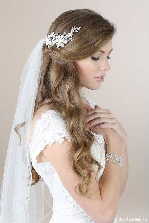 Wedding Hairstyles Long Hair Down Veil 4 Half Up Half Down Bridal Hairstyles with Veil