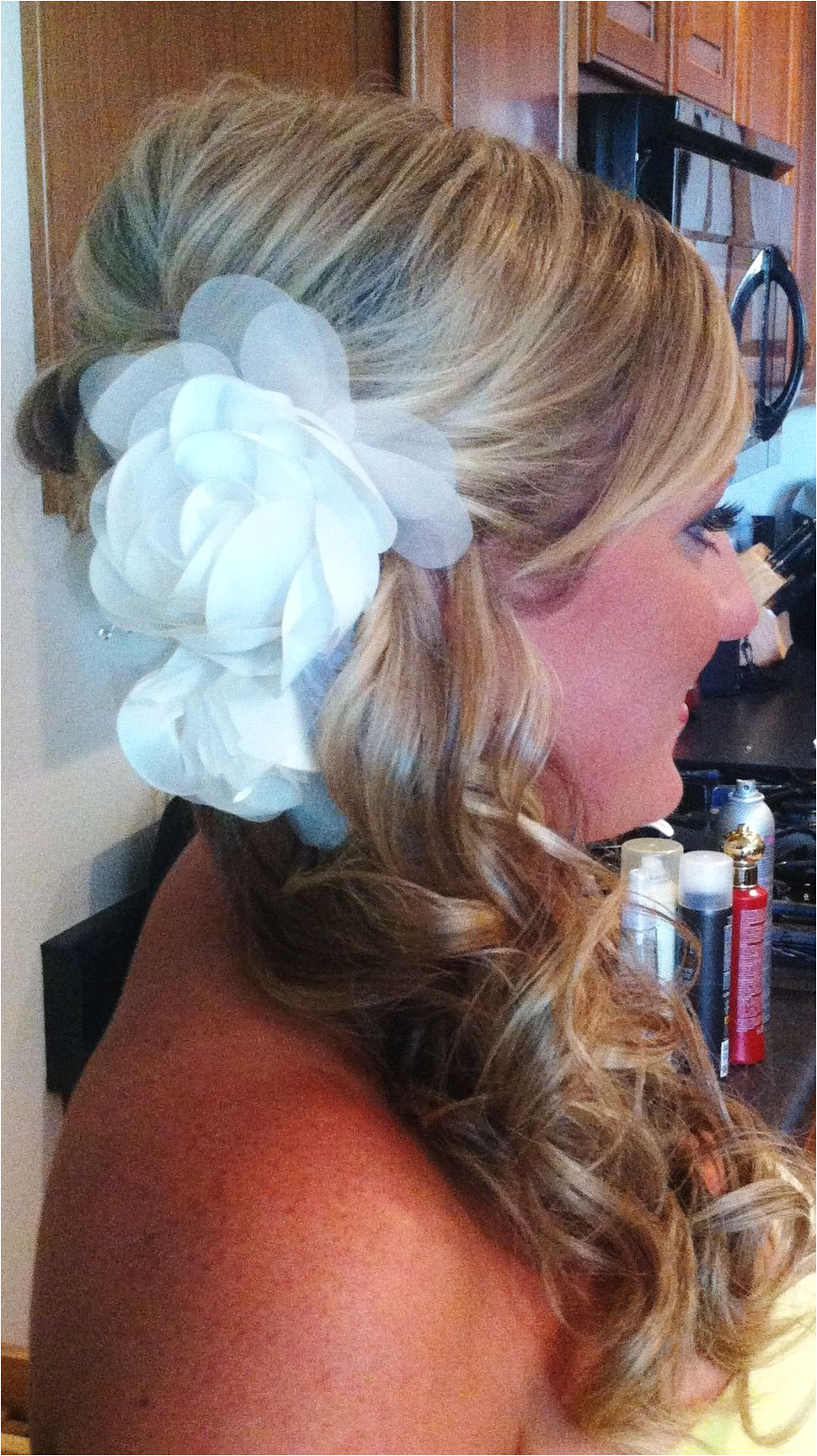 Wedding Hairstyles Off to the Side Bridal Updo Off to the Side Ponytail with White Accessory