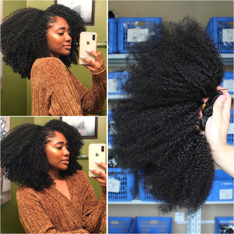 4c Hair 20 Inches Mongolian Afro Kinky Curly Hair Weave 4b 4c Natural Black