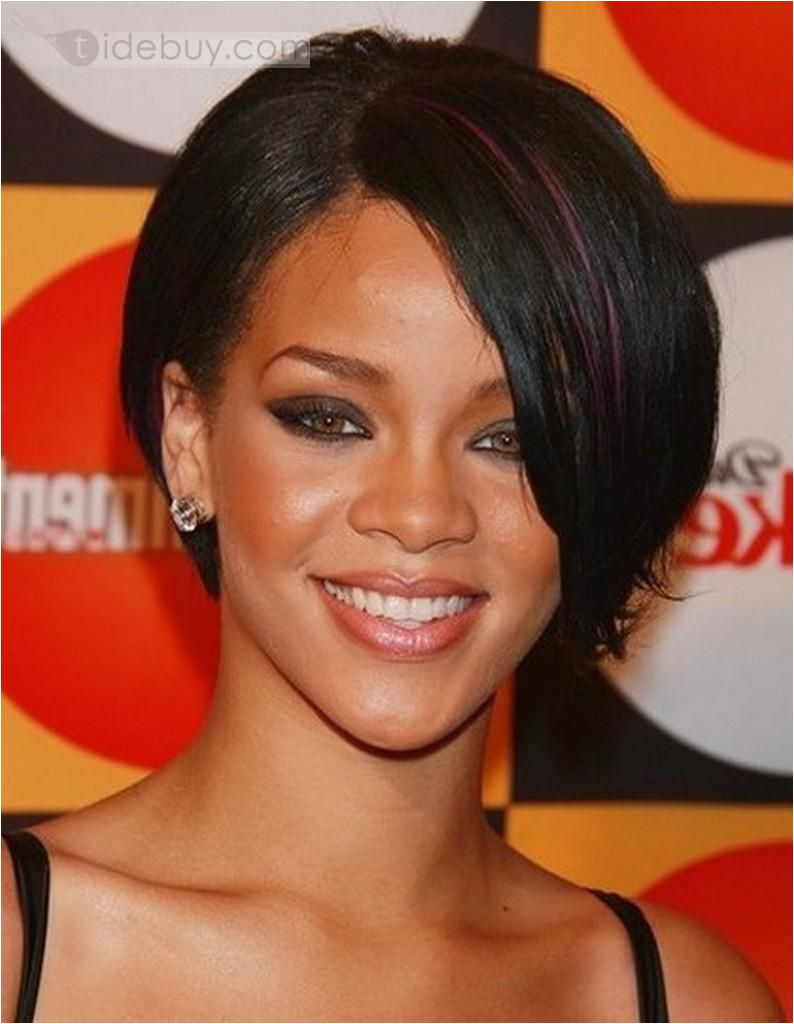 8 Inch Bob Hairstyles Custom Super Star Rihanna Hairstyles Short Straight 8 Inches Black