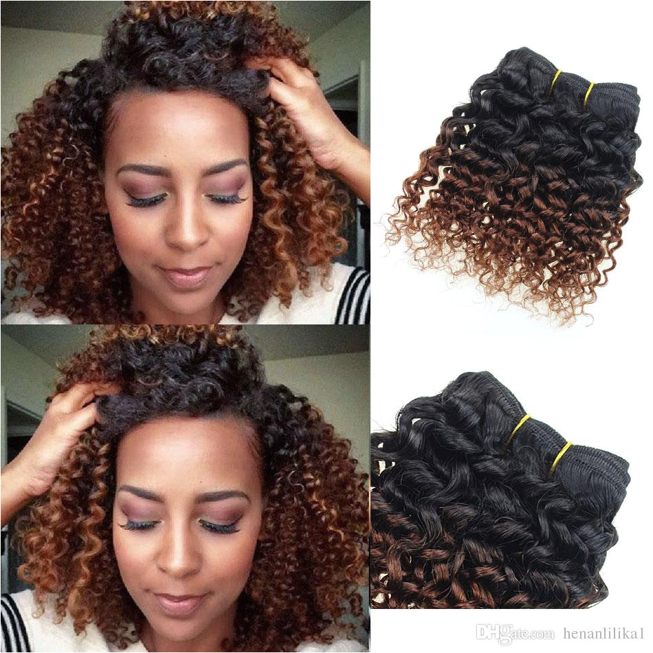 8 Inches Curly Hairstyles Brown Human Hair Extensions Kinky Curly Weave 6 Bundles 8 Inch Bob