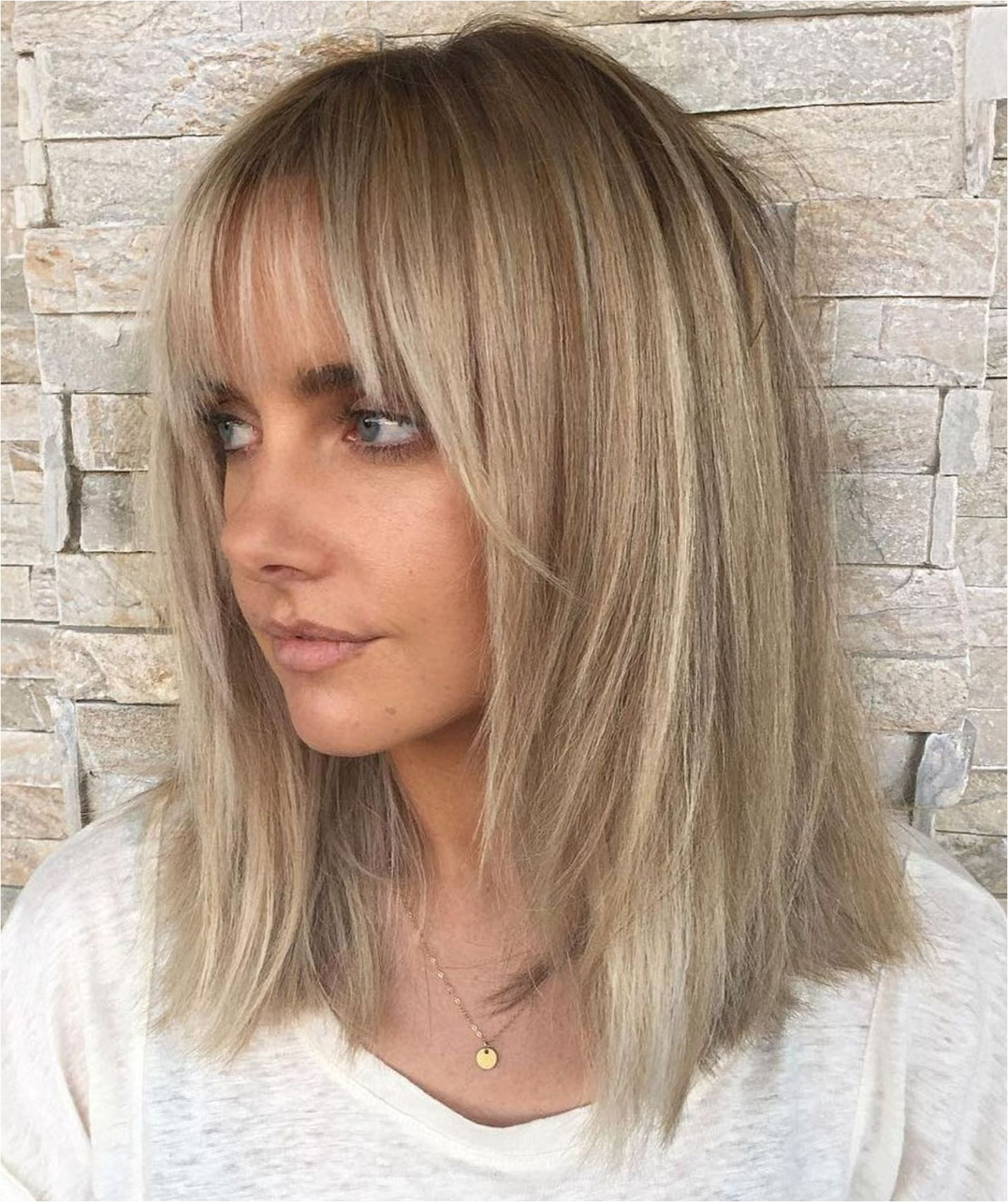 Blonde Hairstyles 2019 with Fringe 60 Fun and Flattering Medium Hairstyles for Women In 2019