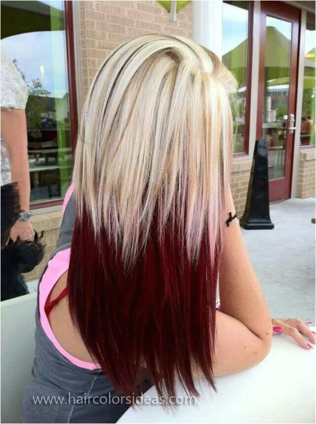 Dip Dye Hairstyles for Blondes Burgundy Dip Dye Hair