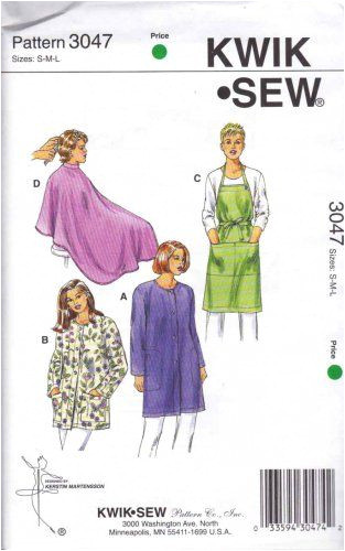 Diy Haircut Cape Kwik Sew Sewing Pattern 3047 Uni Sizes S L Chest 34 44" Smocks