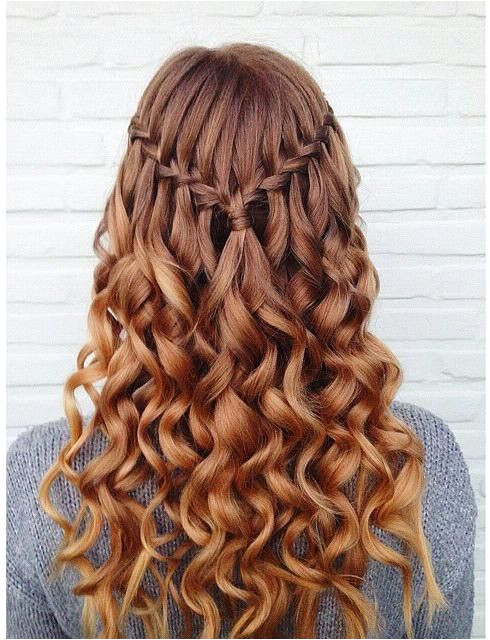 Grade 8 Grad Hairstyles Curly Simple Waterfall Braid & Curls Hair and Beauty Tutorials