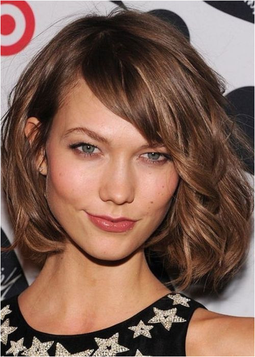 Hairstyles for Curly Hair with Side Bangs Wavy tousled Bob Chin Length Side Bangs"ask for “a Classic Bob