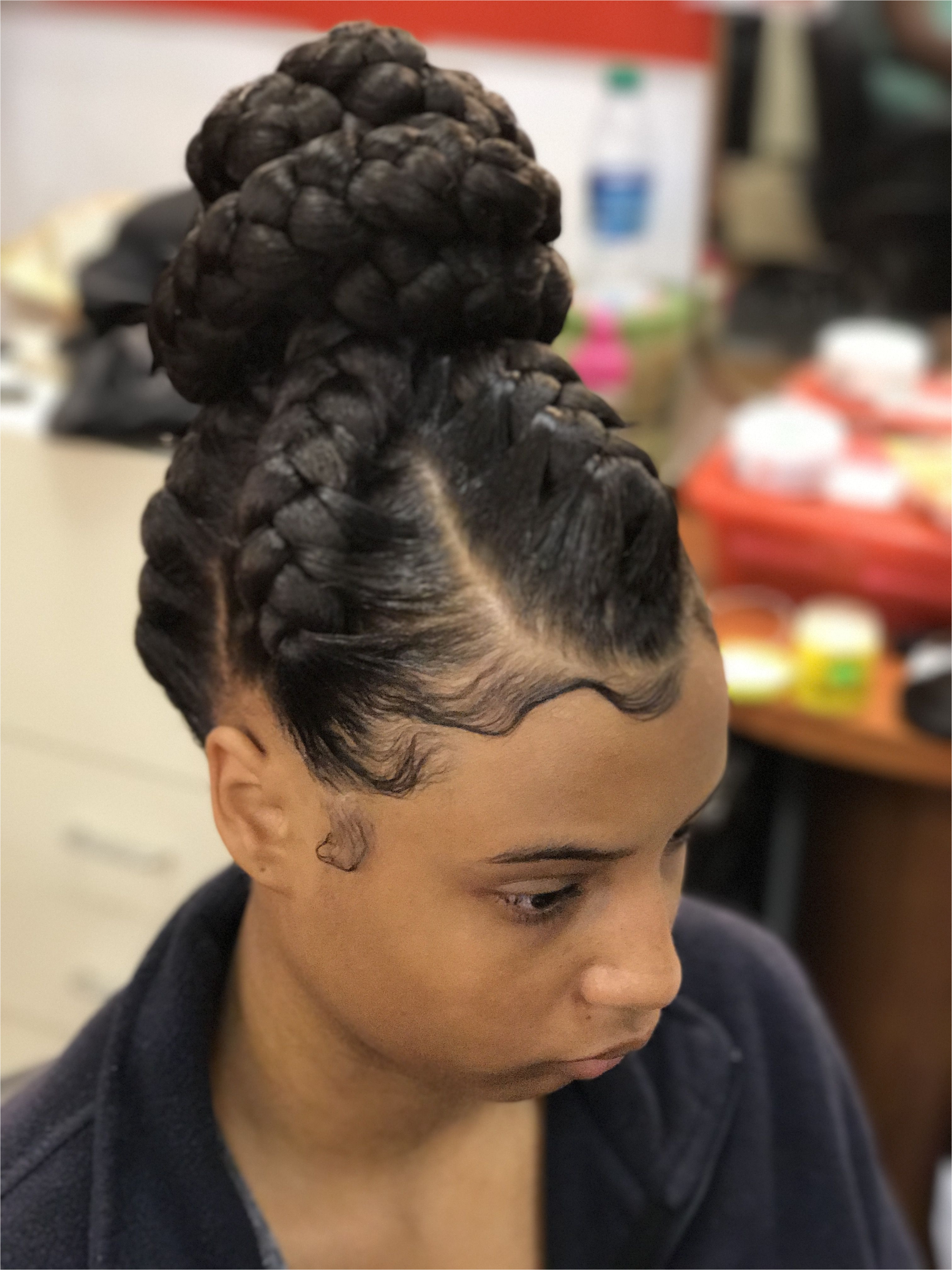 Hairstyles with Braids and Buns Goddess Braid Bun Bun Updo Braidedhairstyles Braidsandtwists