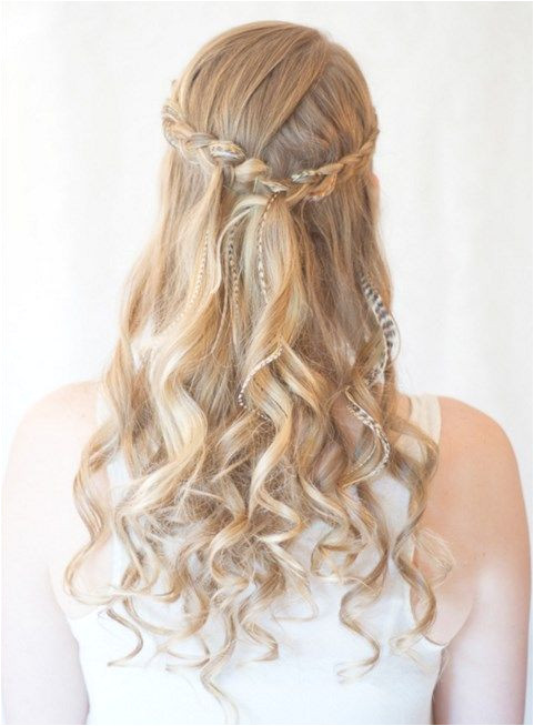 Prom Hairstyles for Long Hair Half Up Half Down Back View Prom Hairstyles with Brids for Long Curly Hair Half Up Half Down In