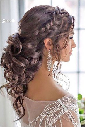 Quinceanera Hairstyles Hair Up Braided Loose Curls Low Updo Wedding Hairstyle Wedding