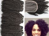 4c Hair Very Tangled 4a 4b 4c Afro Kinky Curly Human Hair Weave Bundles with Lace Closure