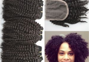 4c Virgin Hair Extensions 4a 4b 4c Afro Kinky Curly Human Hair Weave Bundles with Lace Closure