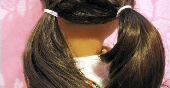 American Girl Doll Hairstyles for Long Hair Easy Cross Over Pigtails Doll Hairdo Pinterest