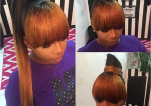 Black Girl Ponytail Hairstyles with Bangs Kinda Like the Color Concept Hair In 2018 Pinterest