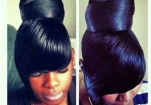 Black Hairstyles Bangs Ponytails Ponytail Hair Make Up and Nails Pinterest