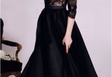 Black Hairstyles for evening Wear Customized Sleeves Dresses Long Black Prom evening Dresses with Lace