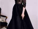 Black Hairstyles for evening Wear Customized Sleeves Dresses Long Black Prom evening Dresses with Lace