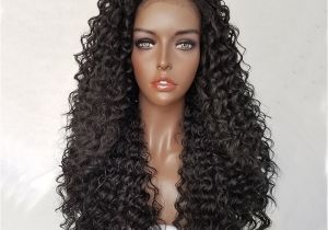 Black Hairstyles Lace Wigs Qd Tizer Kinky Curly Hair Lace Front Wigs Black Color Long Curl Wigs