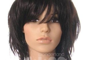 Black Hairstyles Razor Cuts Dark Brown Nearly Black Shoulder Length Wig Choppy Layered Razor