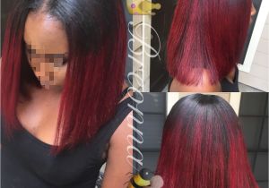 Black Hairstyles Red Bob Blunt Cut Bob with Red Ombré Hair