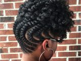 Black Hairstyles Twists Updos Inverted Flat Twist Updo with Curly top Naturalhairstyles