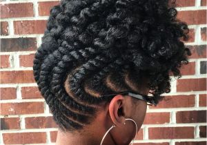 Black Hairstyles Twists Updos Inverted Flat Twist Updo with Curly top Naturalhairstyles