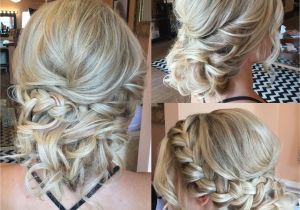 Blonde evening Hairstyles Textured Up Do for Blondes with Curls and Side Braid Bridal