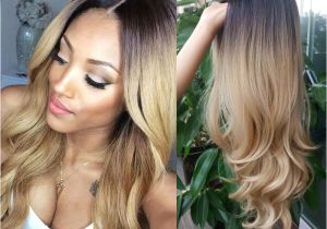 Blonde Hairstyles Black Girl Black to Blonde Ombre Synthetic Wigs for Black Women Ombre Body Wave