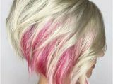 Blonde Hairstyles with Pink Highlights Red Peekaboo Platinum Blonde Short A Line Hairstyles 2019 for Women